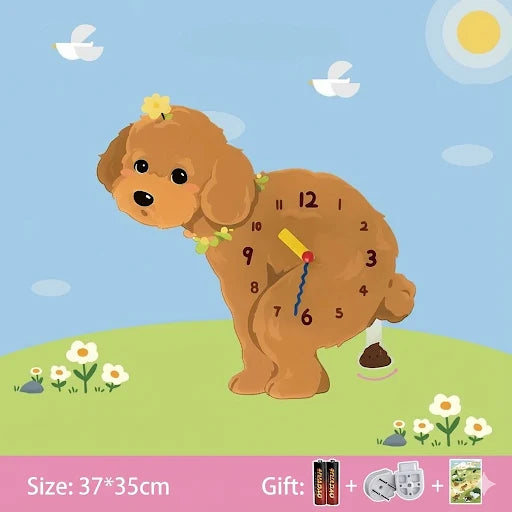 Popping Puppy Wall Clock
