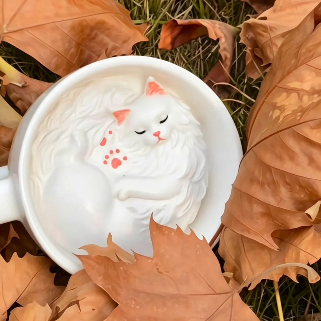 Sleepy Cat Inside Coffee Cup