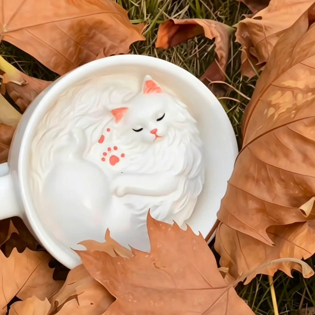 Sleepy Cat Inside Coffee Cup
