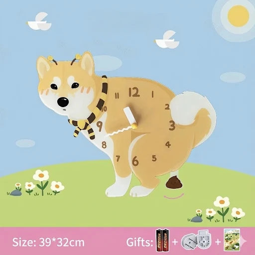 Popping Puppy Wall Clock