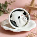 Sleepy Cat Inside Coffee Cup