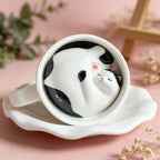 Sleepy Cat Inside Coffee Cup