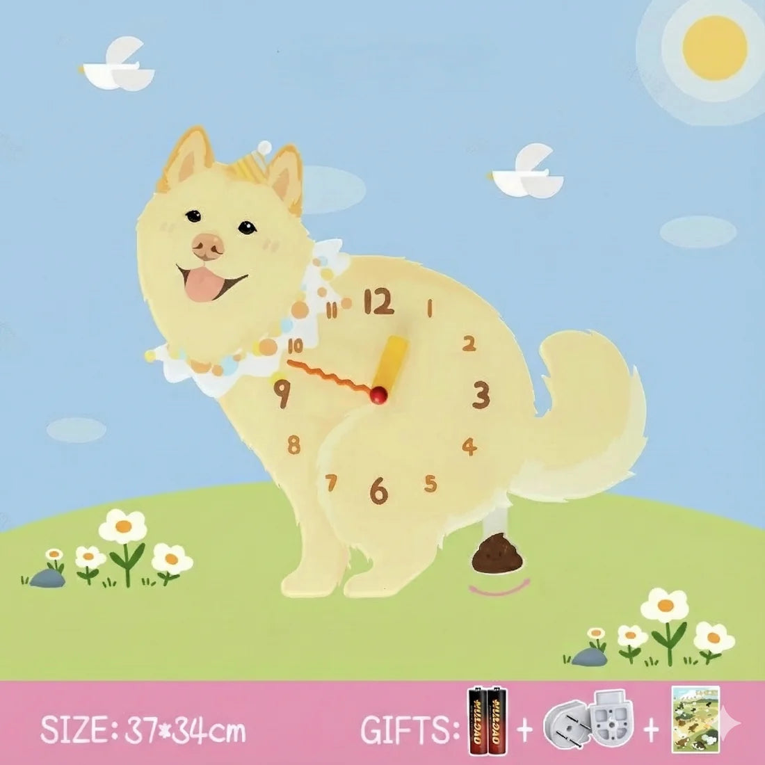 Popping Puppy Wall Clock