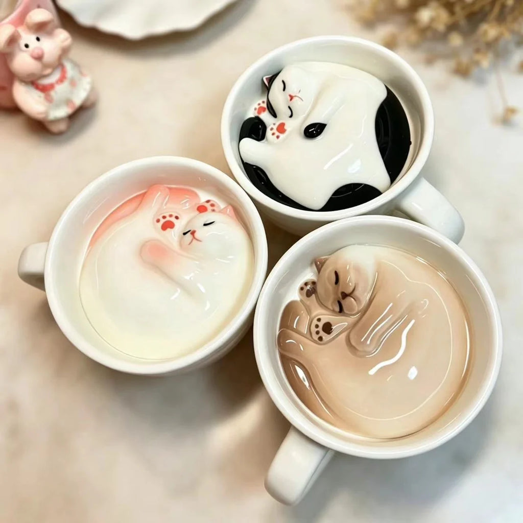 Sleepy Cat Inside Coffee Cup