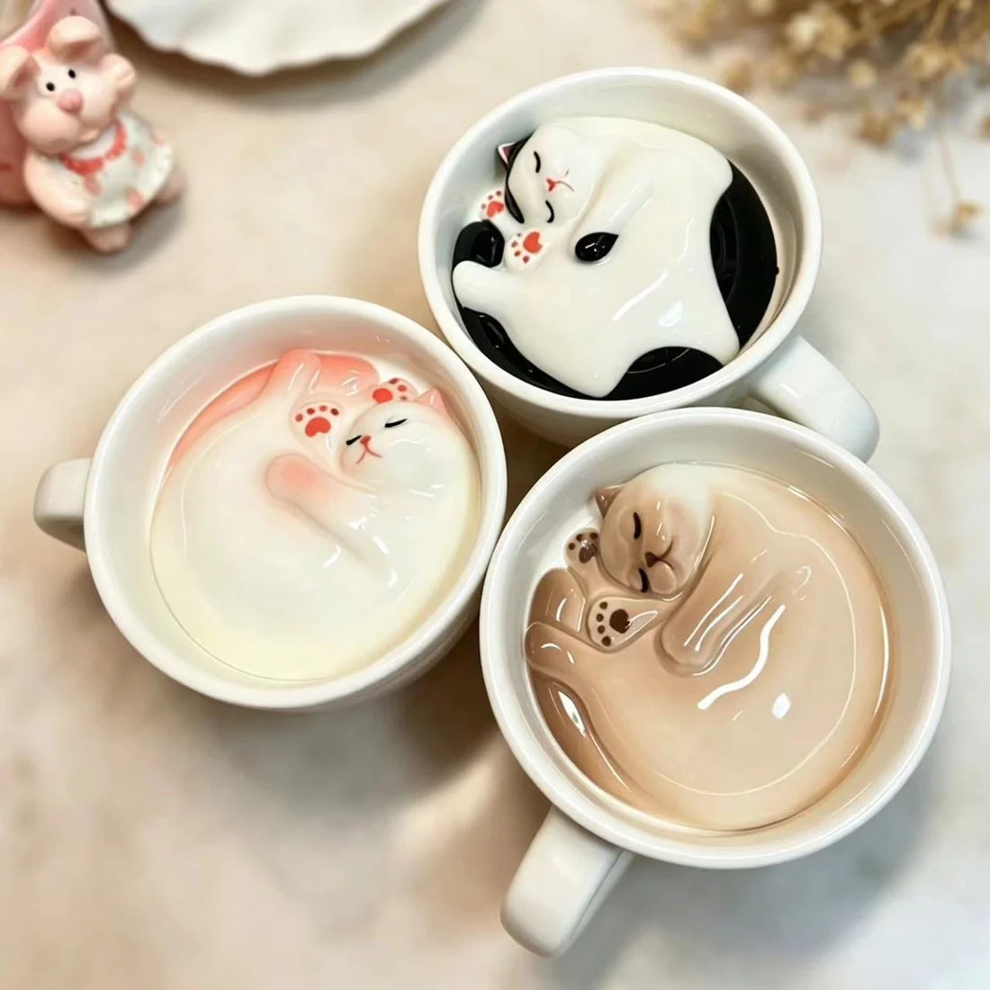 Sleepy Cat Inside Coffee Cup