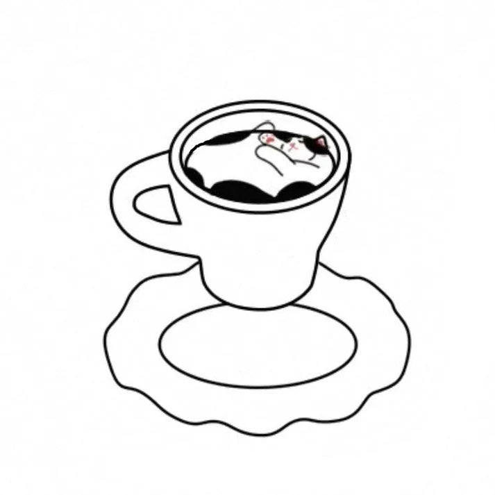 Sleepy Cat Inside Coffee Cup