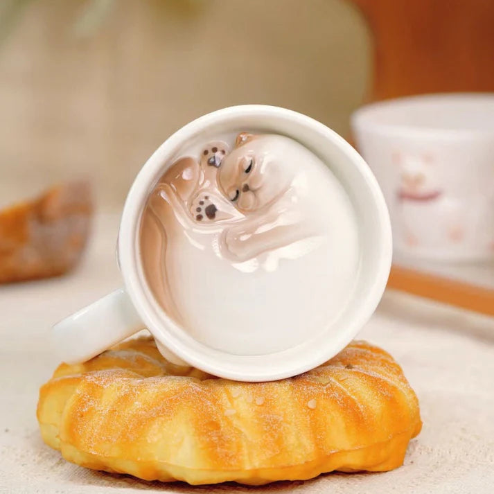 Sleepy Cat Inside Coffee Cup
